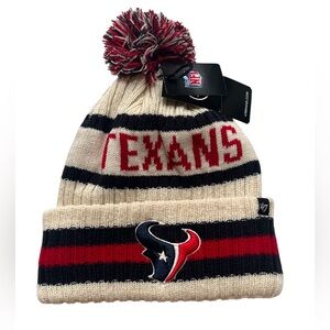 ‘47 Brand NFL Houston Texans Cuffed Ivory Winter Hat Pom Pom Adult One Size New